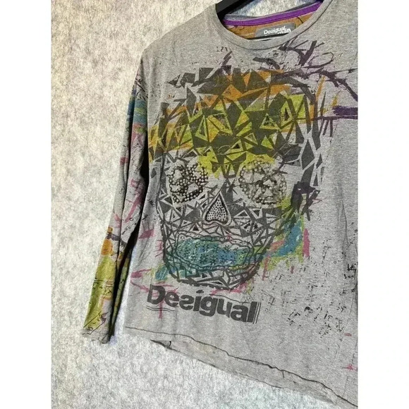 Desigual Man Skull Abstract Long Sleeve Top - Small - Picture 3 of 6